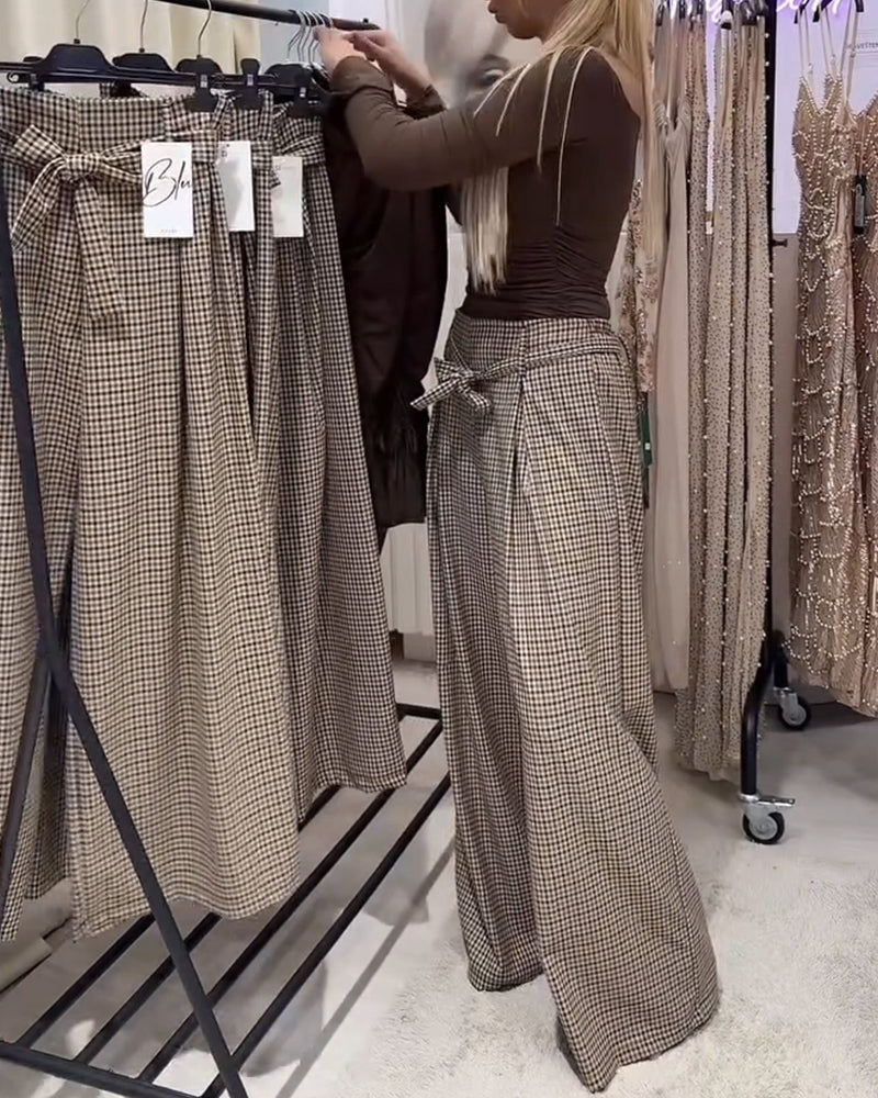 Szerokie Spodnie W Pepitkę W Stylu ”Old Money”