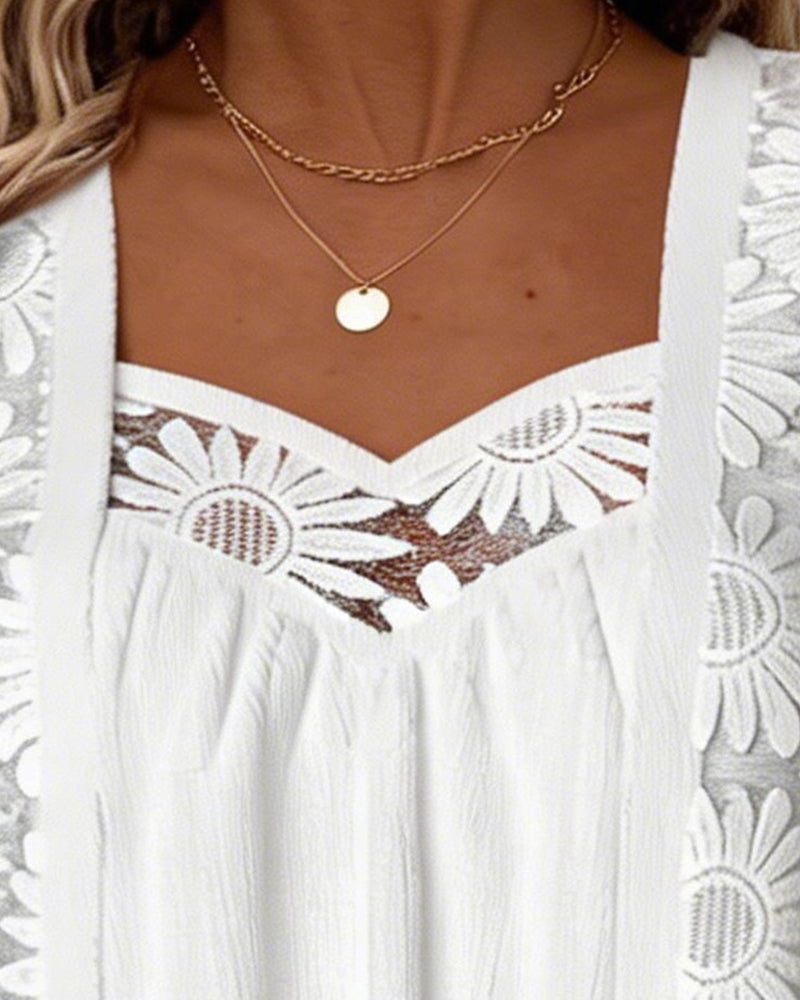 Bluzka Sztuczna Warstwowa Stokrotka Koronka Patchwork