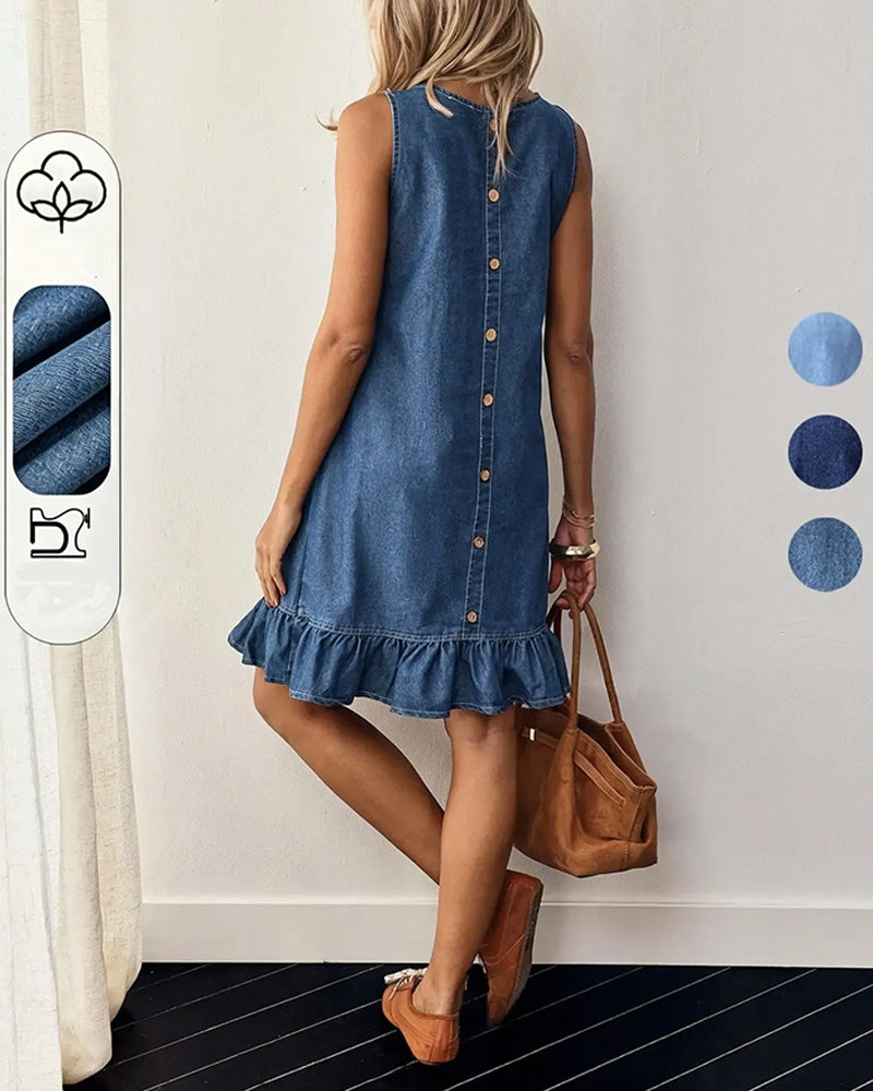 Sukienki Bez Rękawów Denim Syrena Kamizelka Krótki