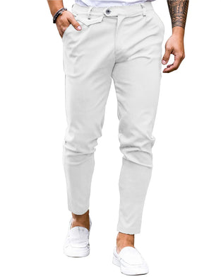 Spodnie Jednolity Kolor Guzik Z Przodu Slim Fit Swobodne