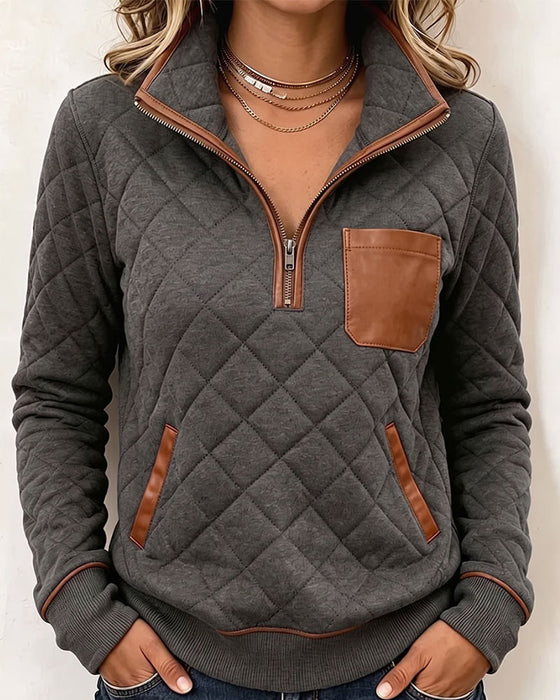 Bluza Argyle Pół Zamek Kołnierz
