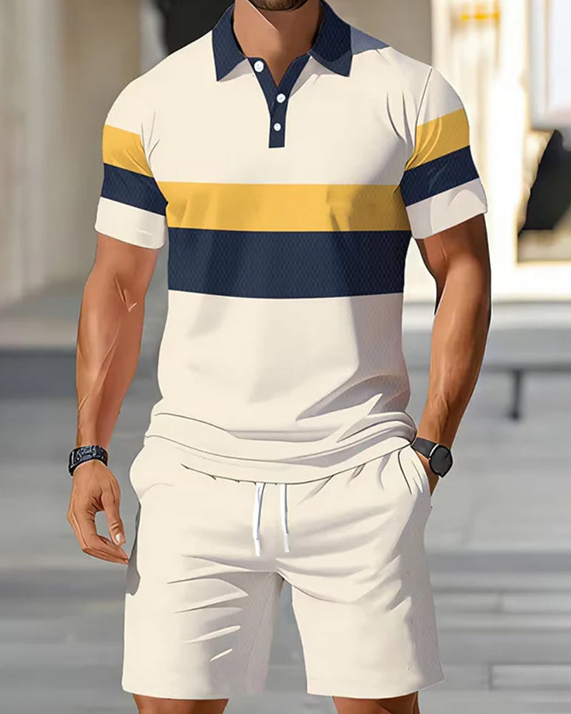Set W Paski Polo Męski Szorty