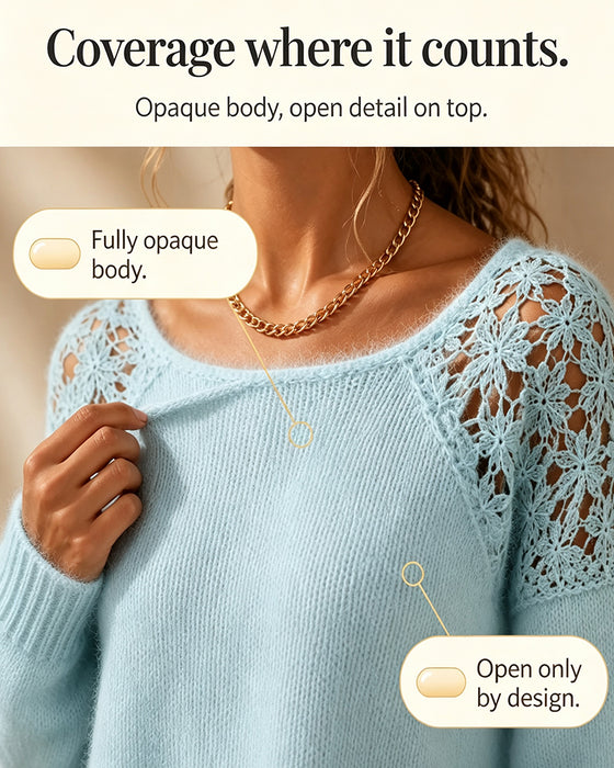Pullover Z Wycięciem Koronką I Patchworkiem