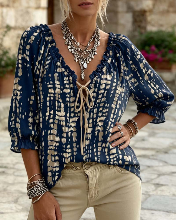 Bluzka Bohemian Ruffle Wiązanie