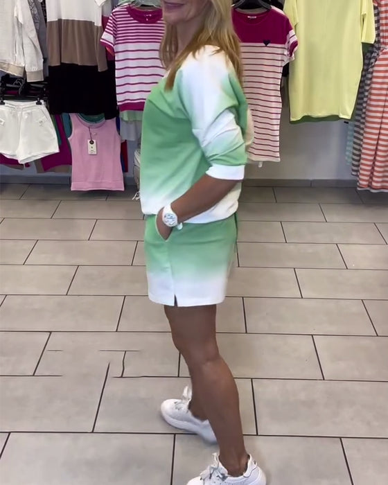 Zestaw Długi Rękaw V-Dekoltu Gradient Sportowy