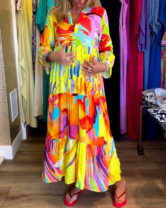 Rozkloszowana sukienka z nadrukiem