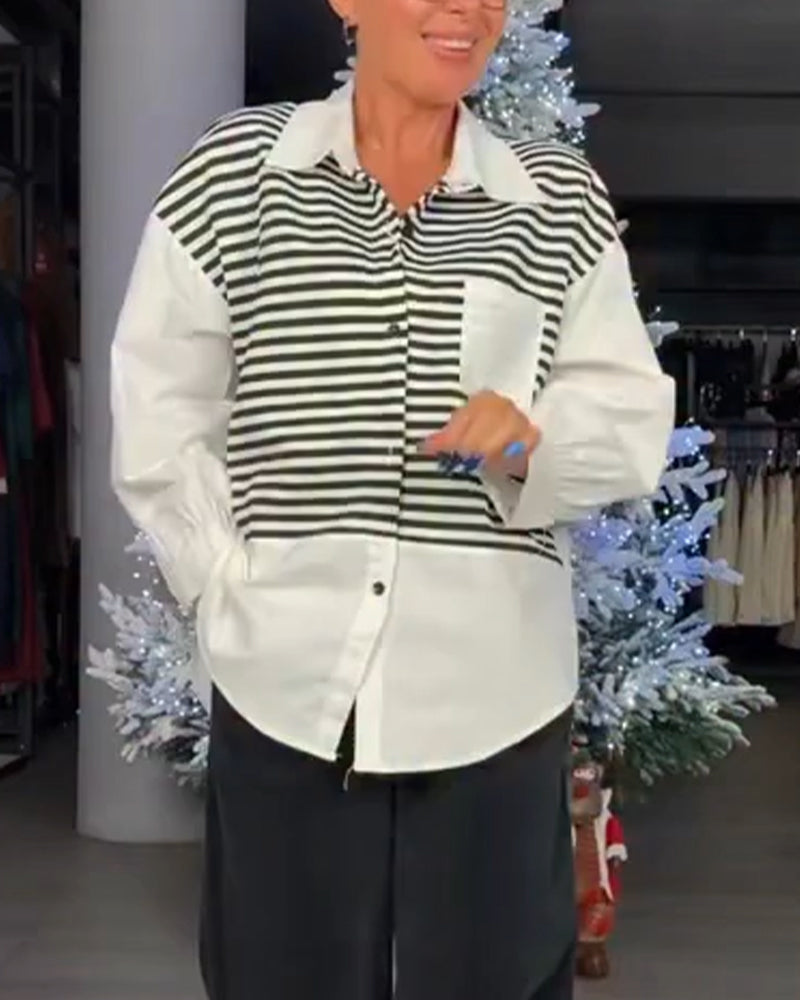 Koszula W Paski Kołnierzyk Na Guziki