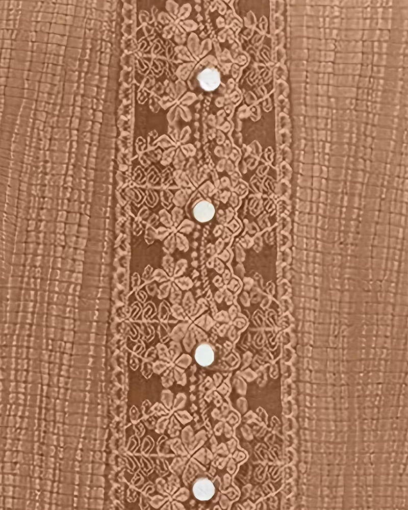 Bluzka Koronka Patchwork Dekolt V Rękaw Pufa