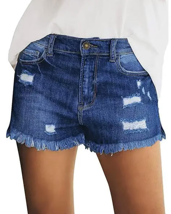 Szorty Surowe Wykończenie Denim