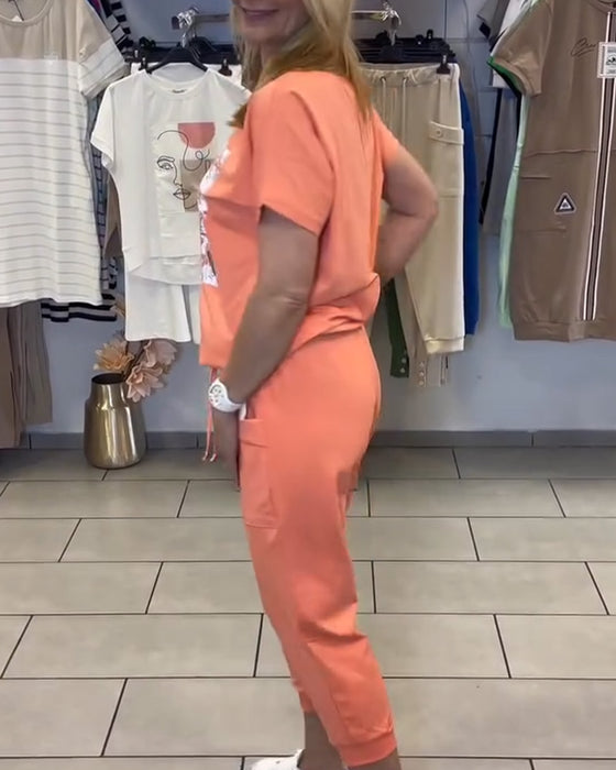 Zestaw Casual Męskie Spodnie 7/8 Wzorzyste