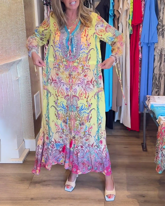 Sukienka z długim rękawem i nadrukiem