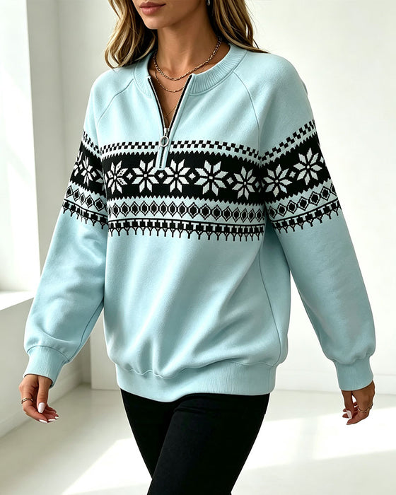 Bluza Płatek Śniegu Drukowany Half-Zip