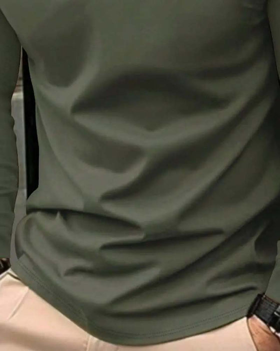 T-Shirt Dekolt W Żebrowana Jednolity Kolor Męski