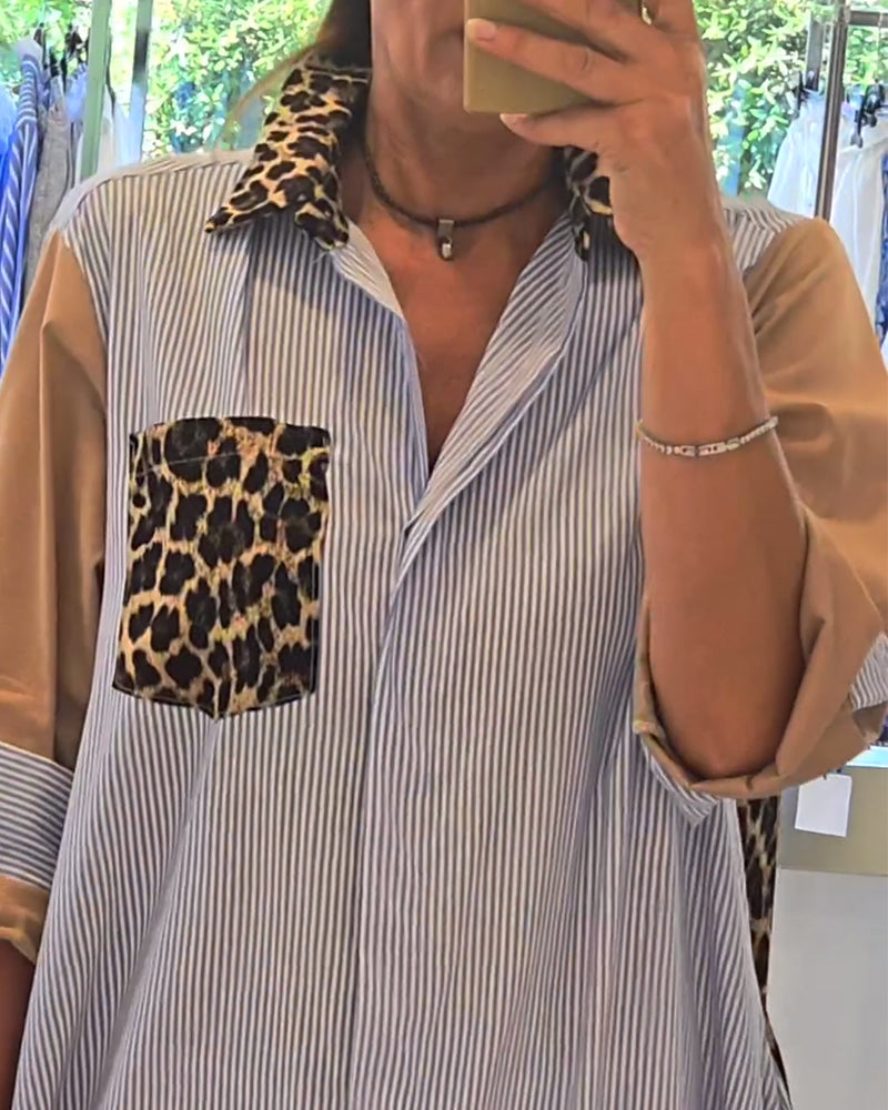 Sukienka z nadrukiem w paski i panterkę