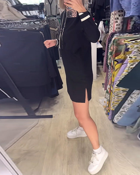 Sukienka z długim rękawem i stójką ściągana sznurkiem