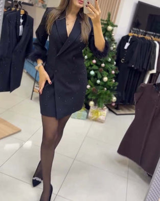 Spódnica Pióra Strusia Gorąco Kryształ Dwurzędowa Sukienka Garniturowa