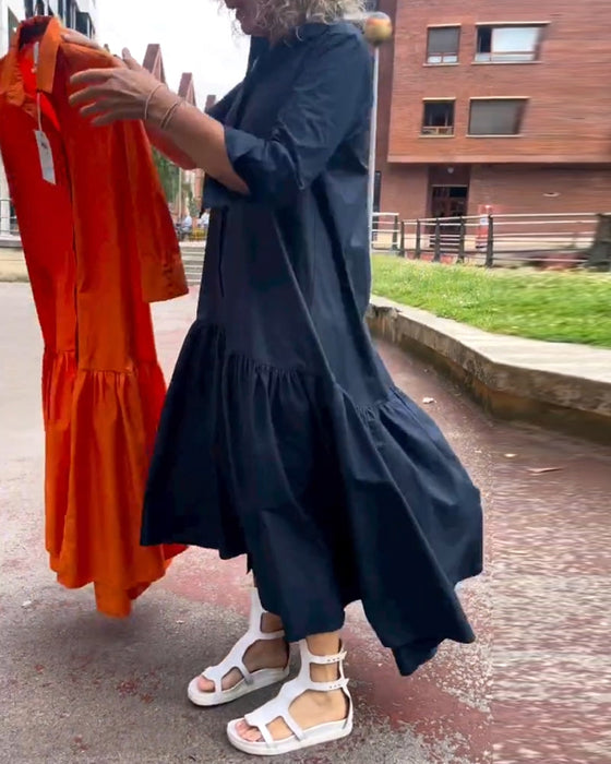 Sukienka w jednolitym kolorze z długim rękawem