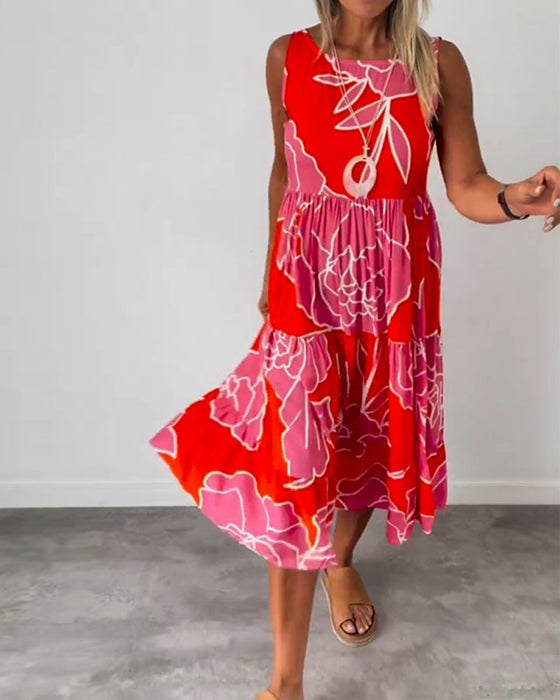 Damska sukienka z patchworkowym nadrukiem