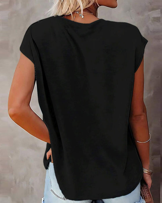 T-Shirt Okrągły Dekolt Gradient Kontrastowy