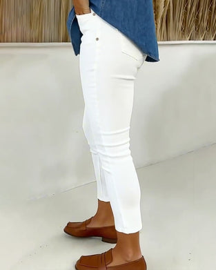Spodnie Wysoki Stan Slim-Fit Skrócone