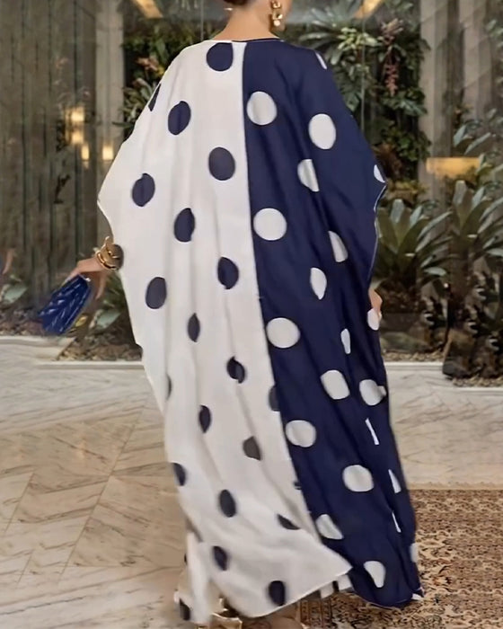 Sukienka V-Szyja Duży Polka Dot Swobodny