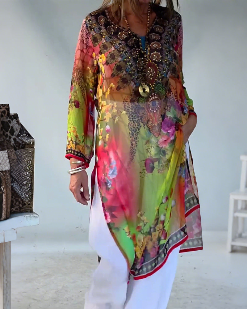 Sukienka Bohemian Styl V Dekolt