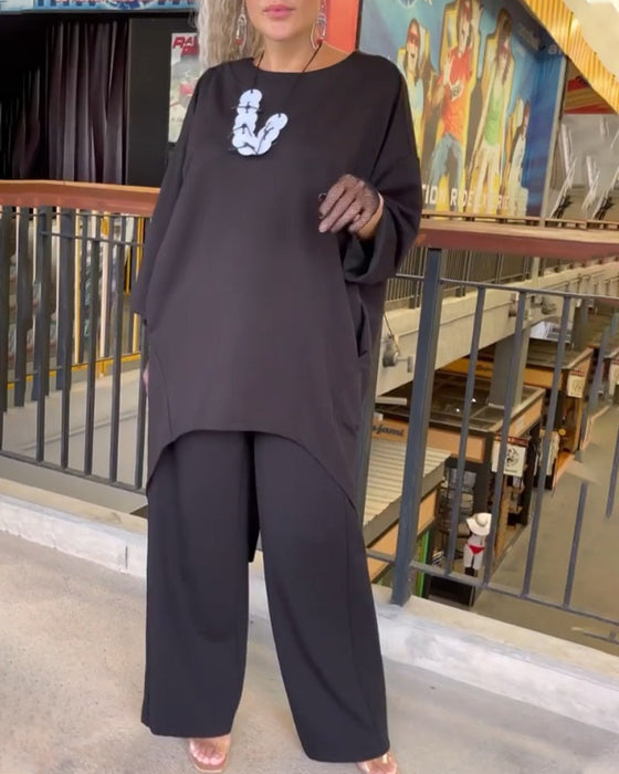 Bluzka o luźnym fasonie i długim rękawie