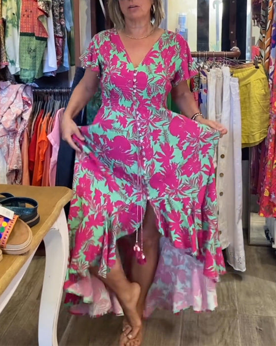 Sukienka z nadrukiem i krótkim rękawem