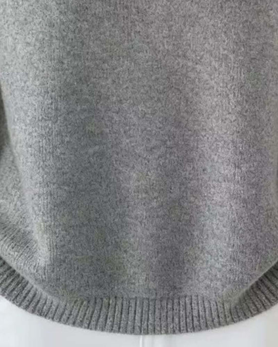 Sweter Klapka Jednokolorowy Długie Rękawy