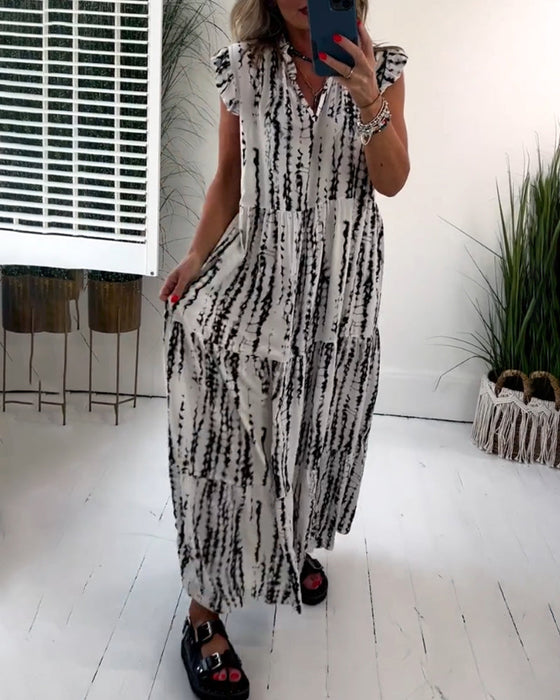 Sukienka z dekoltem w serek i nadrukiem