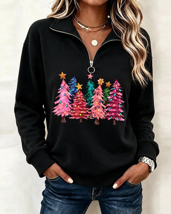 Bluza Half-Zip Choinka Nadruk