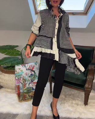 Modna koszula zapinana na guziki o nieregularnym kroju