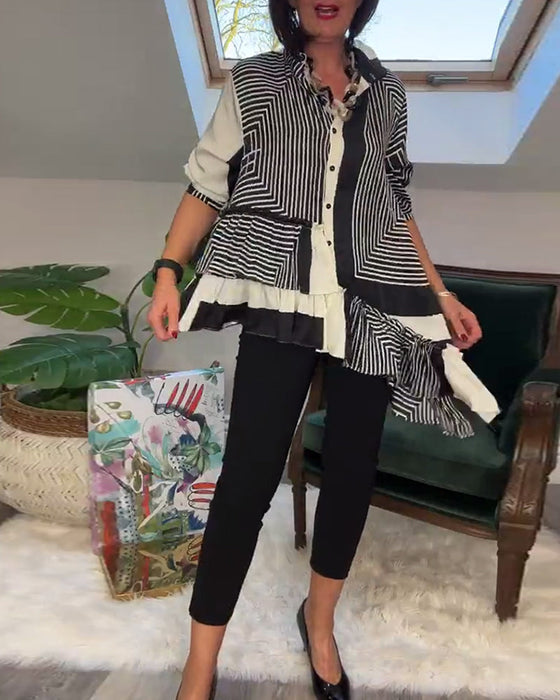 Modna koszula zapinana na guziki o nieregularnym kroju