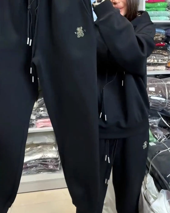 Zestaw Dwuczęściowy W Leopardzim Printcie Z Kapturem