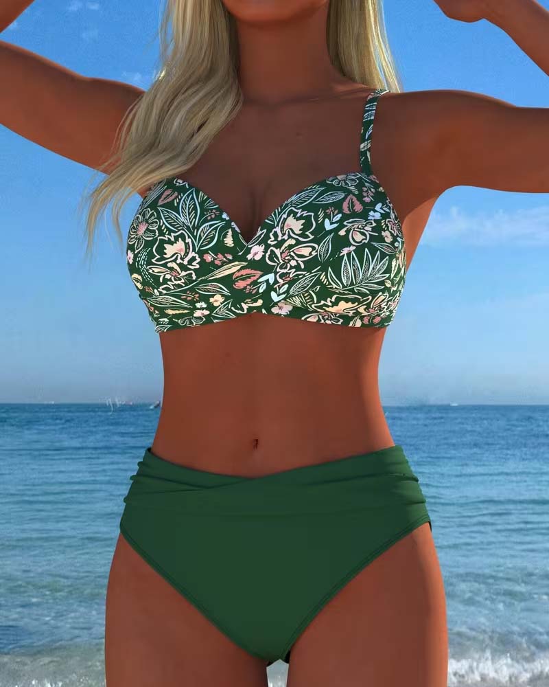 Bikini Krzyż Kwiatowy Nadruk