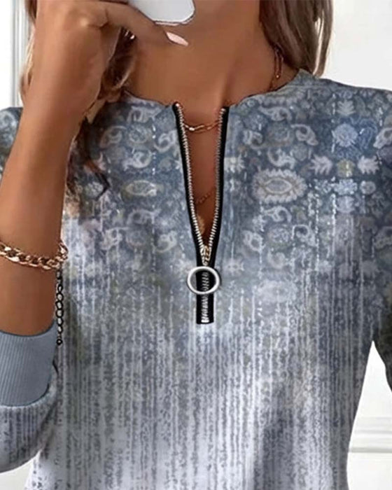 Bluza Z Detalem Suwaka, Projektem Wtłoczenia Retro I Relaksującym Wibracją