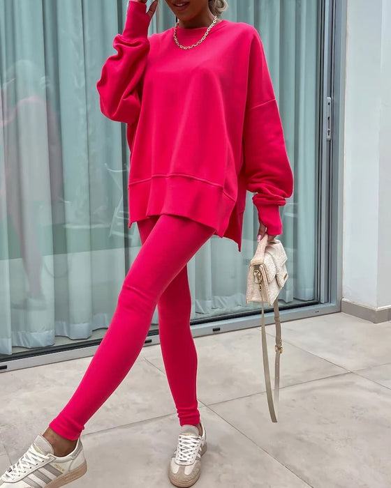 Zestaw Slim Spodnie Luźny Bluza