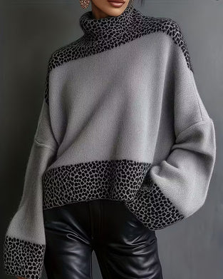 Sweter Z Wysoką Stójką W Panterkę