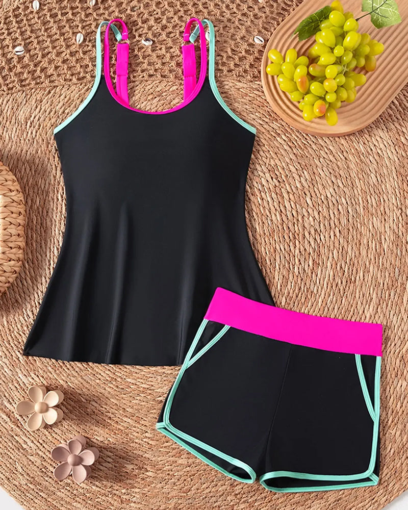 Tankini Kontrast Kolorów U Szyja Halter