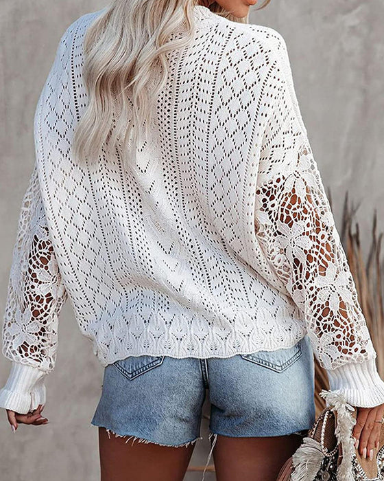 Sweter Jednokolorowy Okrągły Dekolt
