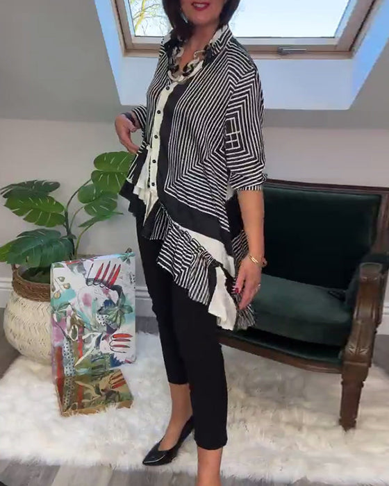 Modna koszula zapinana na guziki o nieregularnym kroju