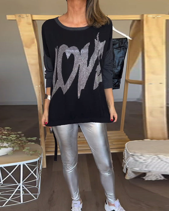 Bluzka z długim rękawem i okrągłym dekoltem