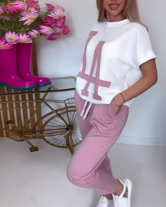 Ustaw Casual Letter Print Sports