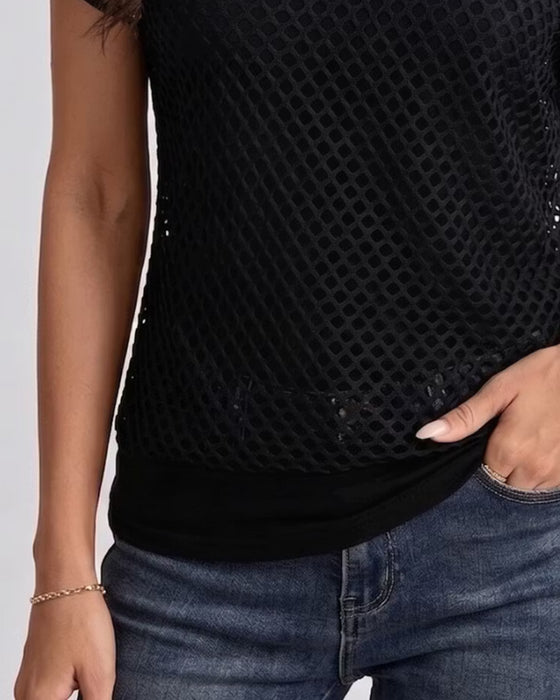 Set Mesh Off-Shoulder Dopasowany Tank