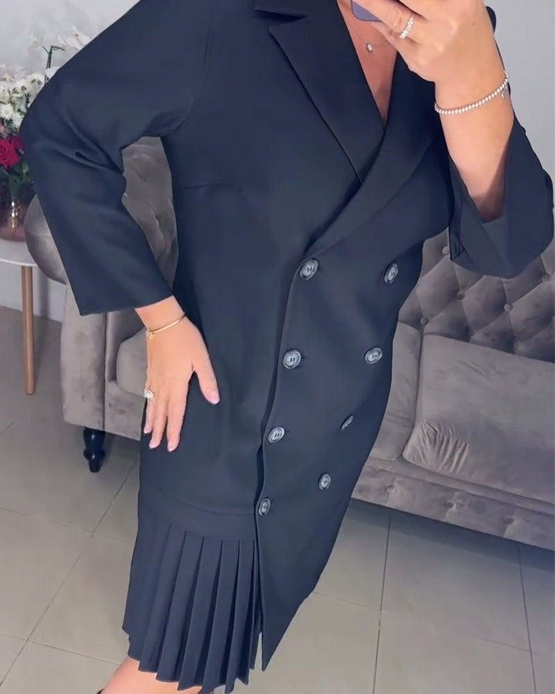 Sukienka elegancka jednokolorowa dwurzędowa