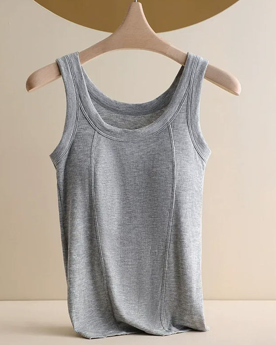 Top Cami Jednokolorowy Z Wbudowanym Biustonoszem
