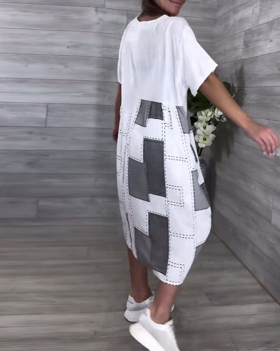 Sukienka Moda Uliczna Okrągły Dekolt