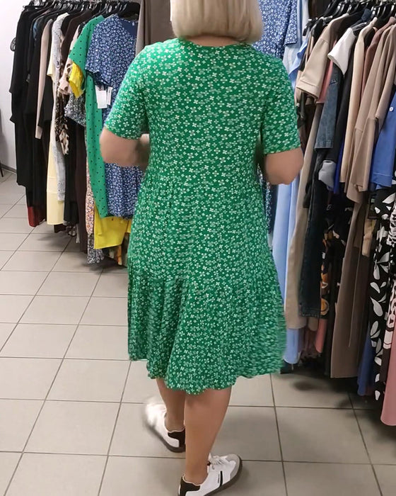 Sukienka Kwiatowy Druk Krawat Przód