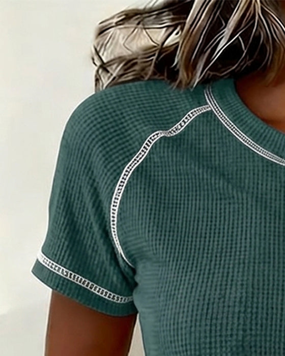 T-Shirt Tkanina Gofra Henley