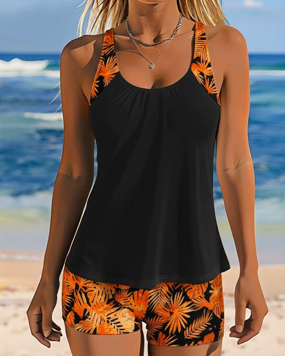 Tankini Bezrękawkowy Tank Top Prostokątne Wycięcie